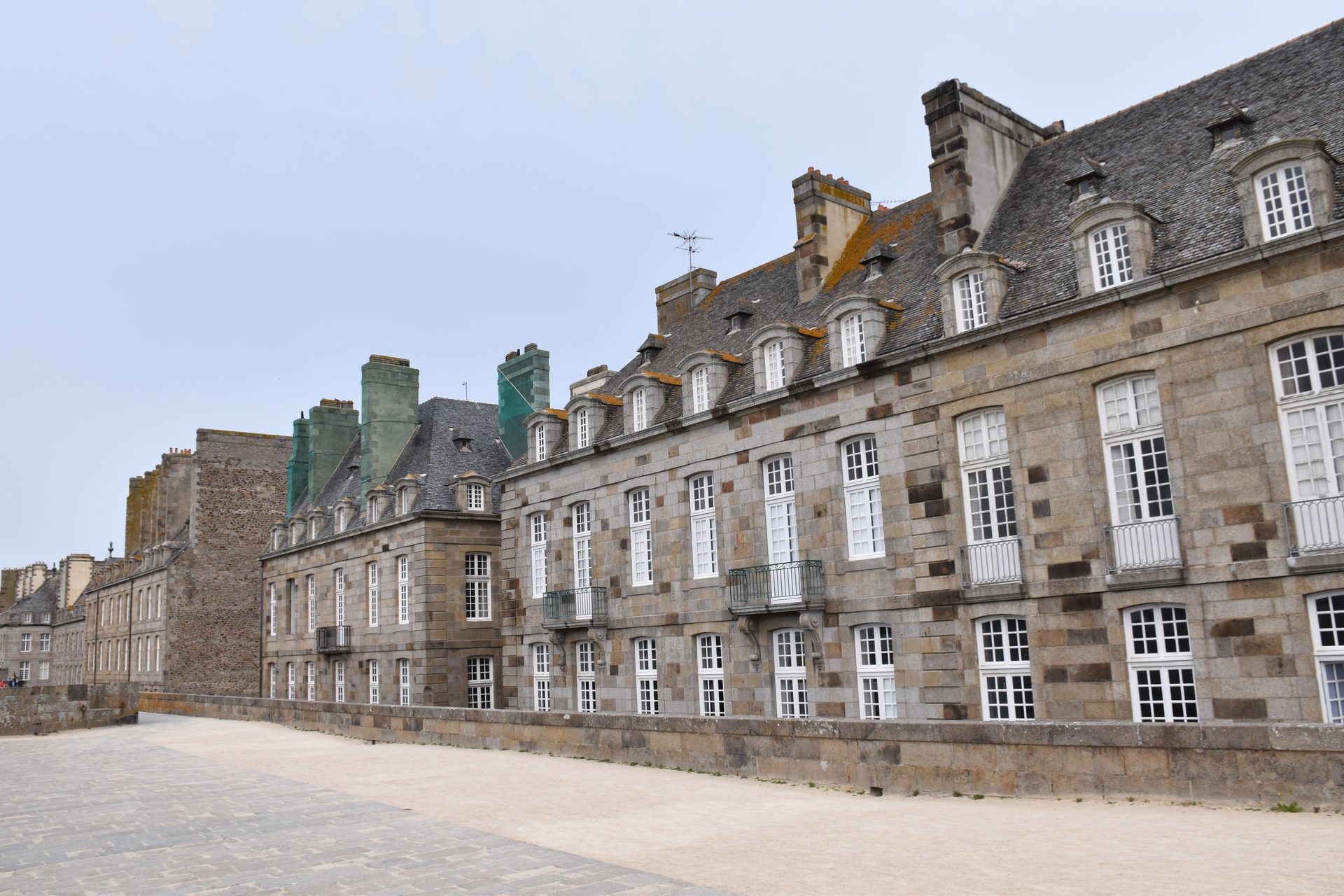 Granite houses along the ramparts of Saint-Malo, Brittany